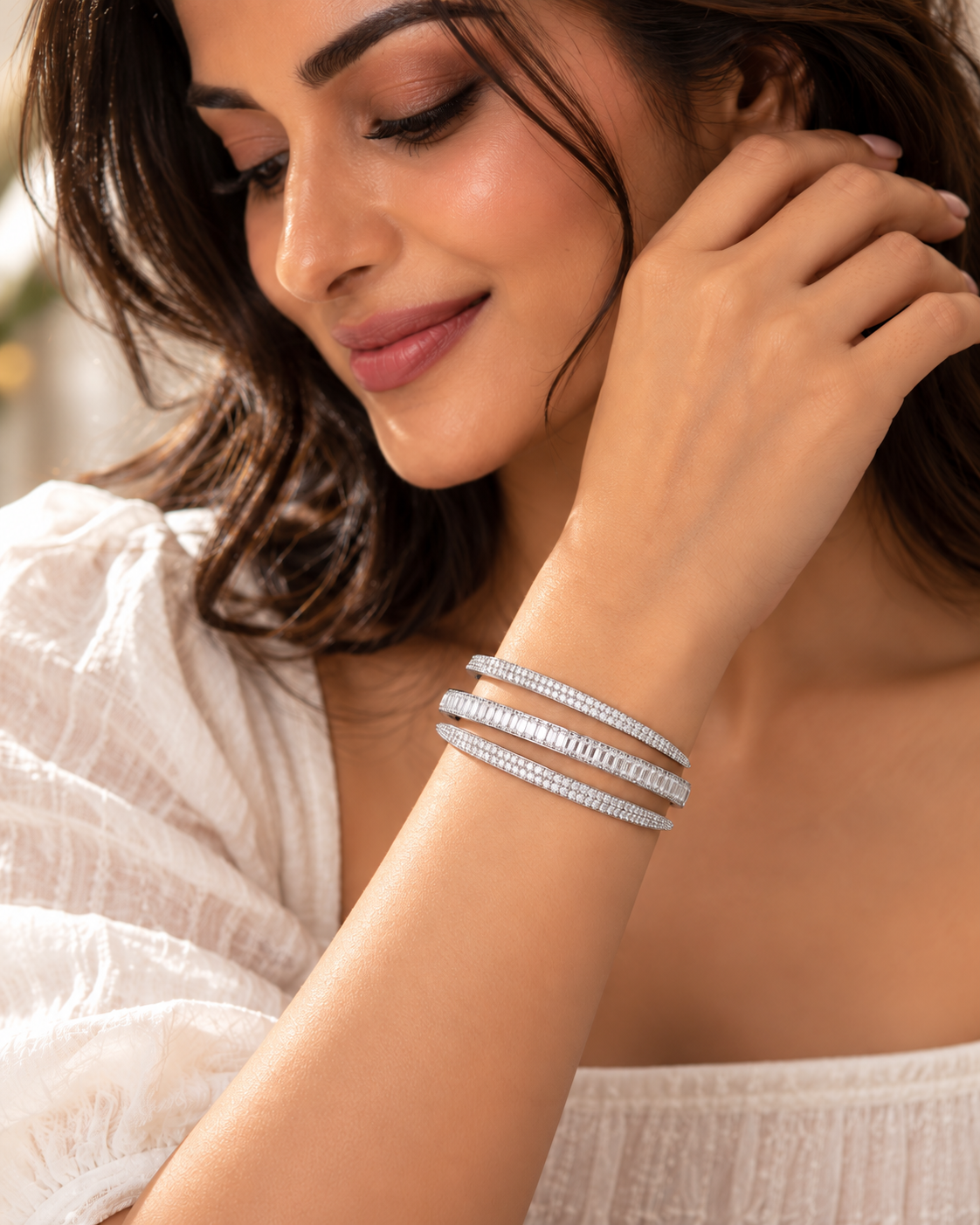 Moonlit Layers Kada Bracelet