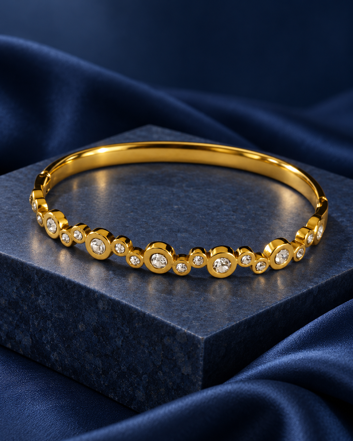 Bezel Rhythm Bracelet in Gold Tone