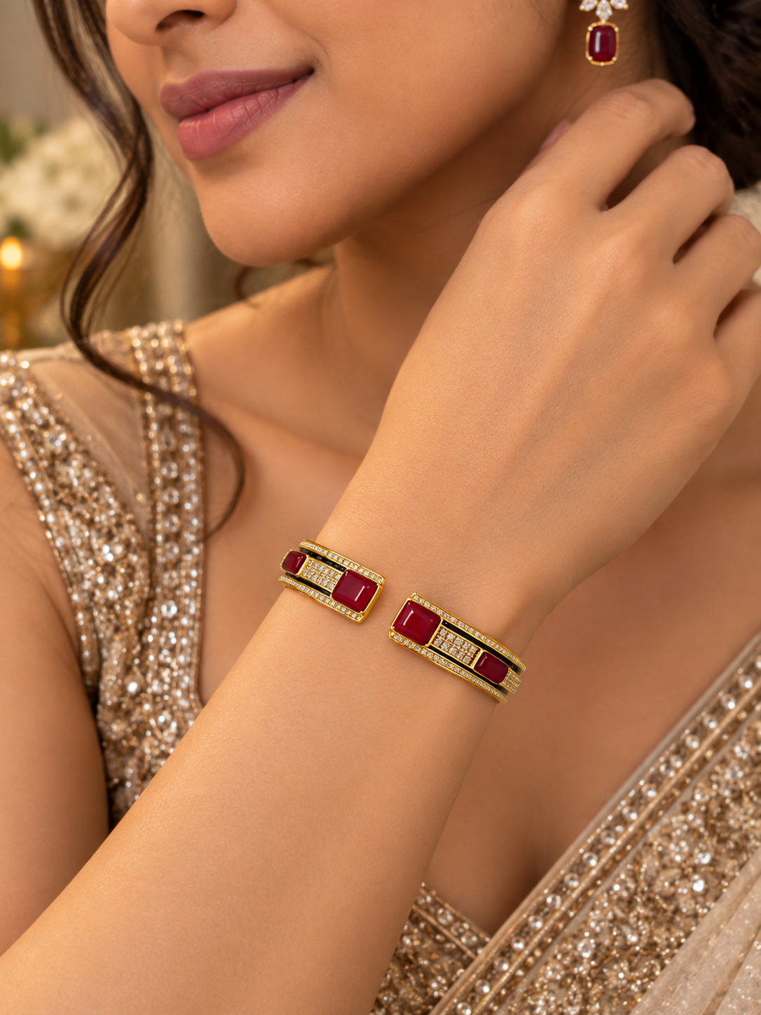 Red Geometry Bracelet