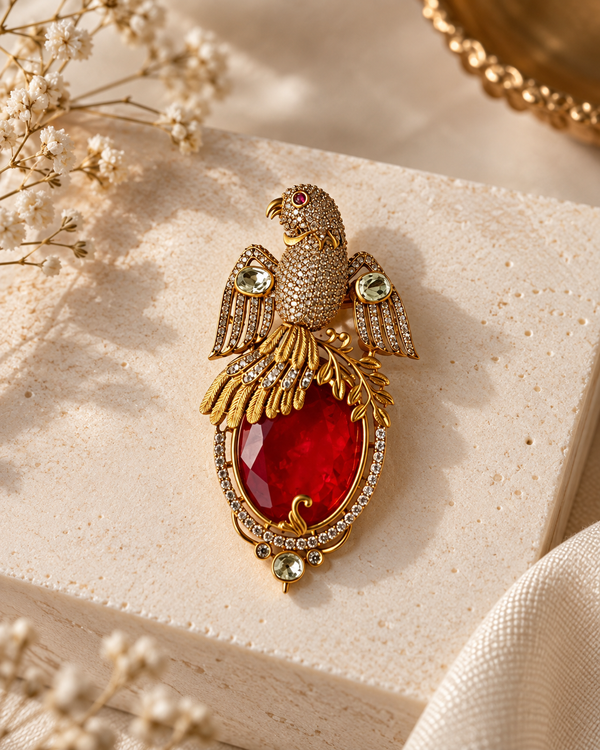 Crimson Crown Brooch