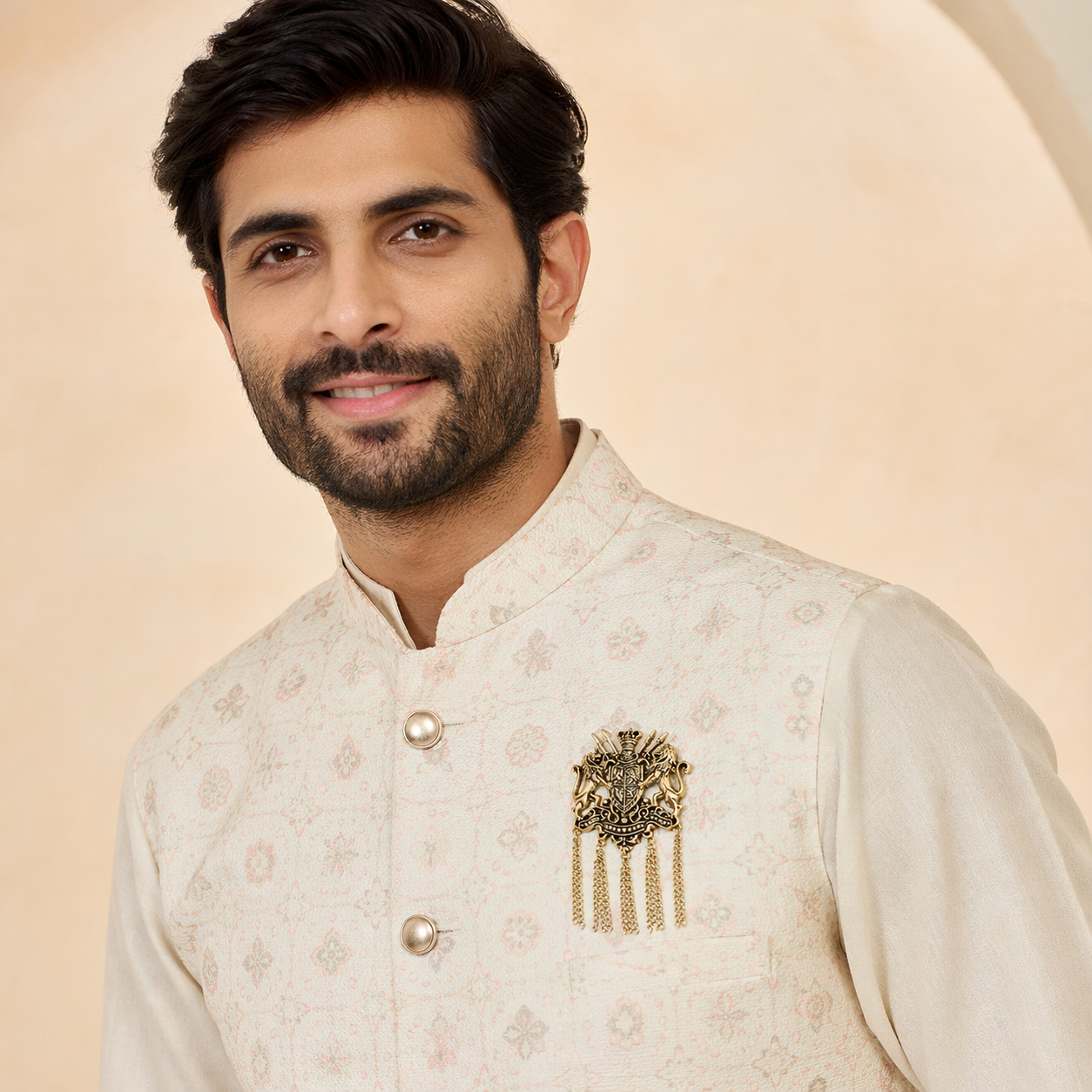 Royal Lion Crest Chain Brooch