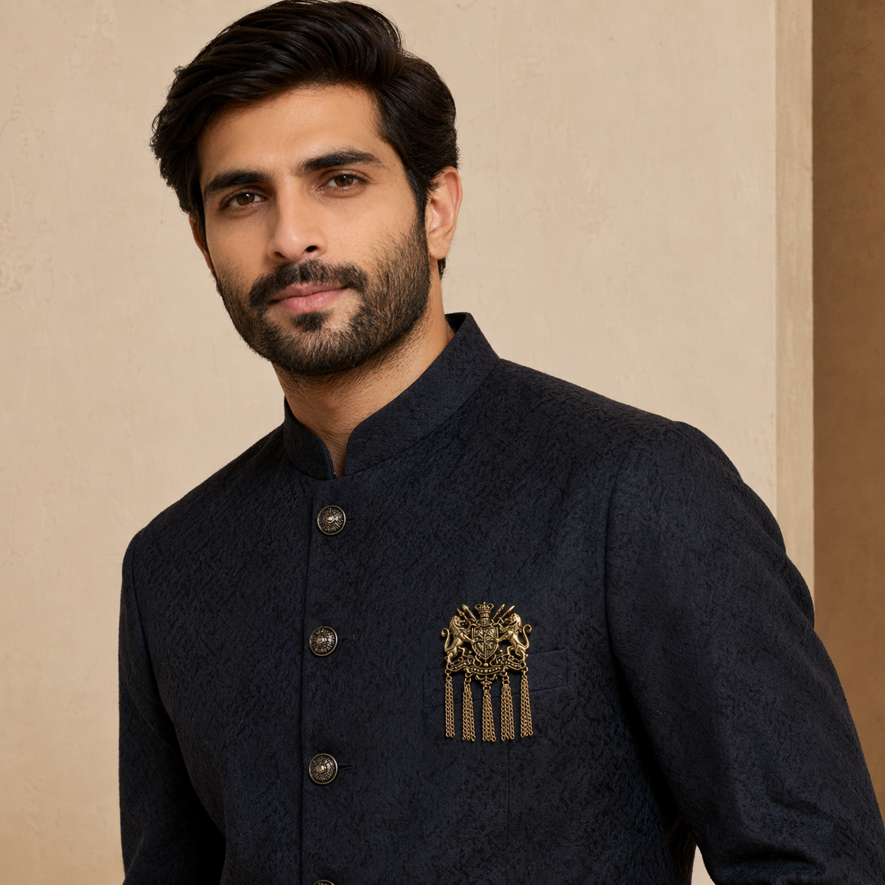 Royal Lion Crest Chain Brooch