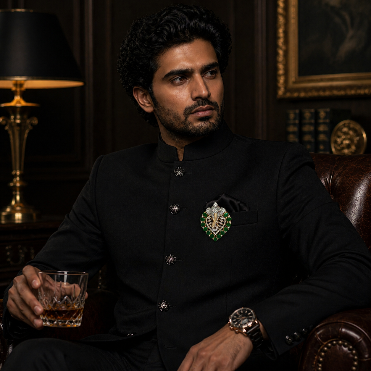 Emerald Ganesha Royal Brooch