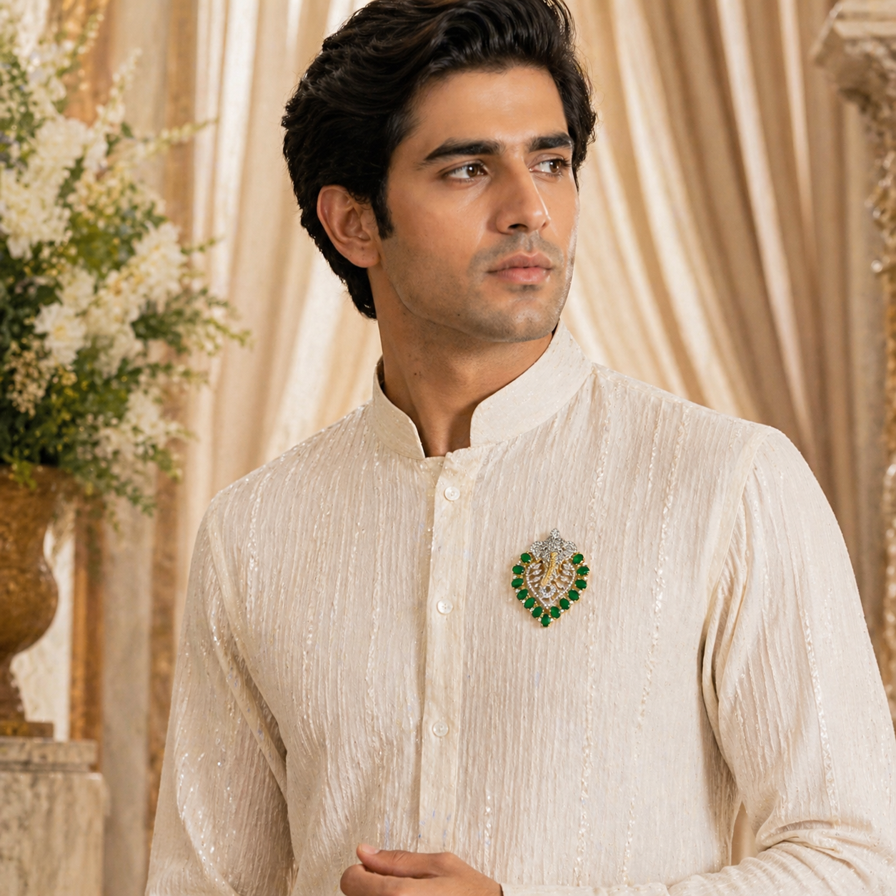 Emerald Ganesha Royal Brooch