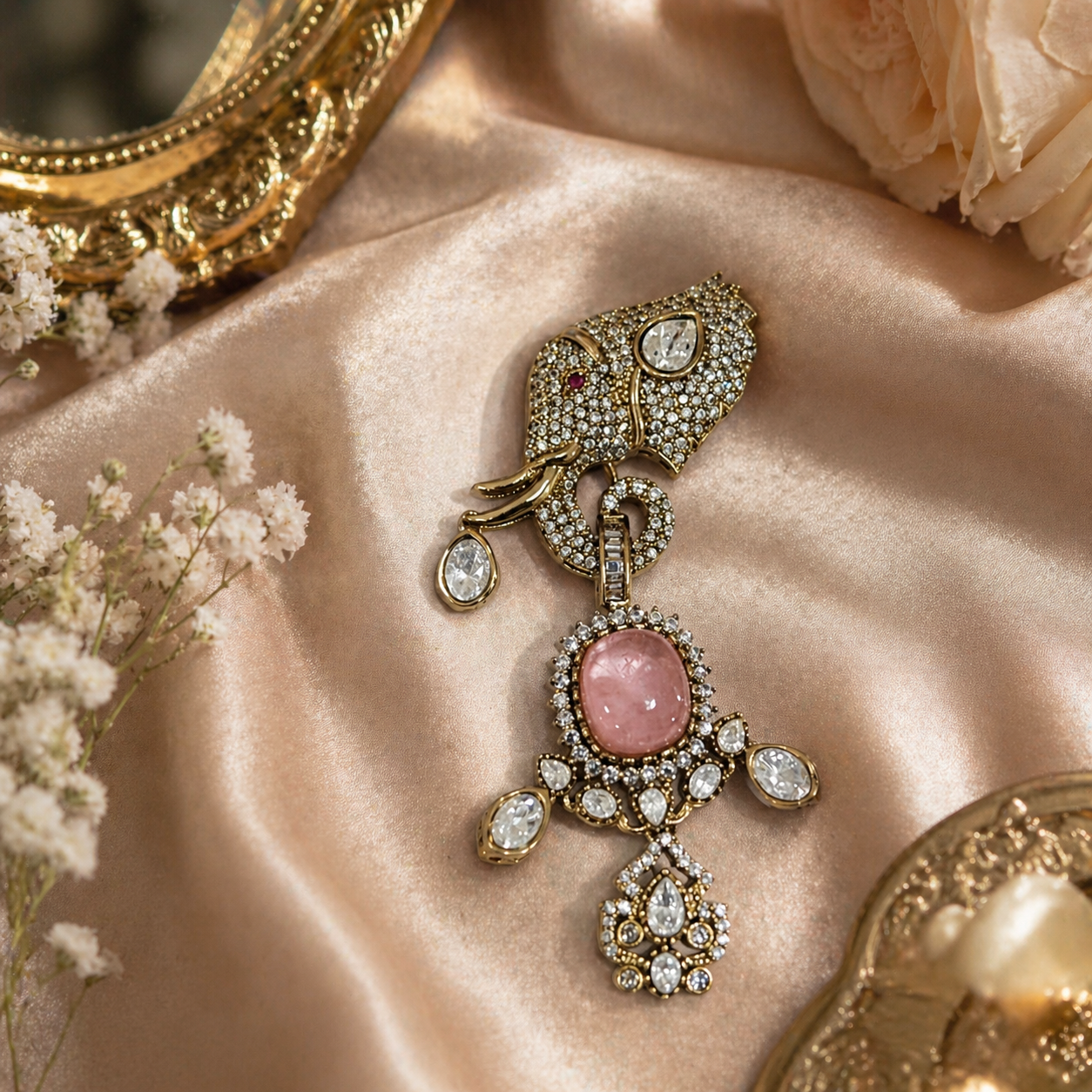 Royal Elephant Kundan Brooch