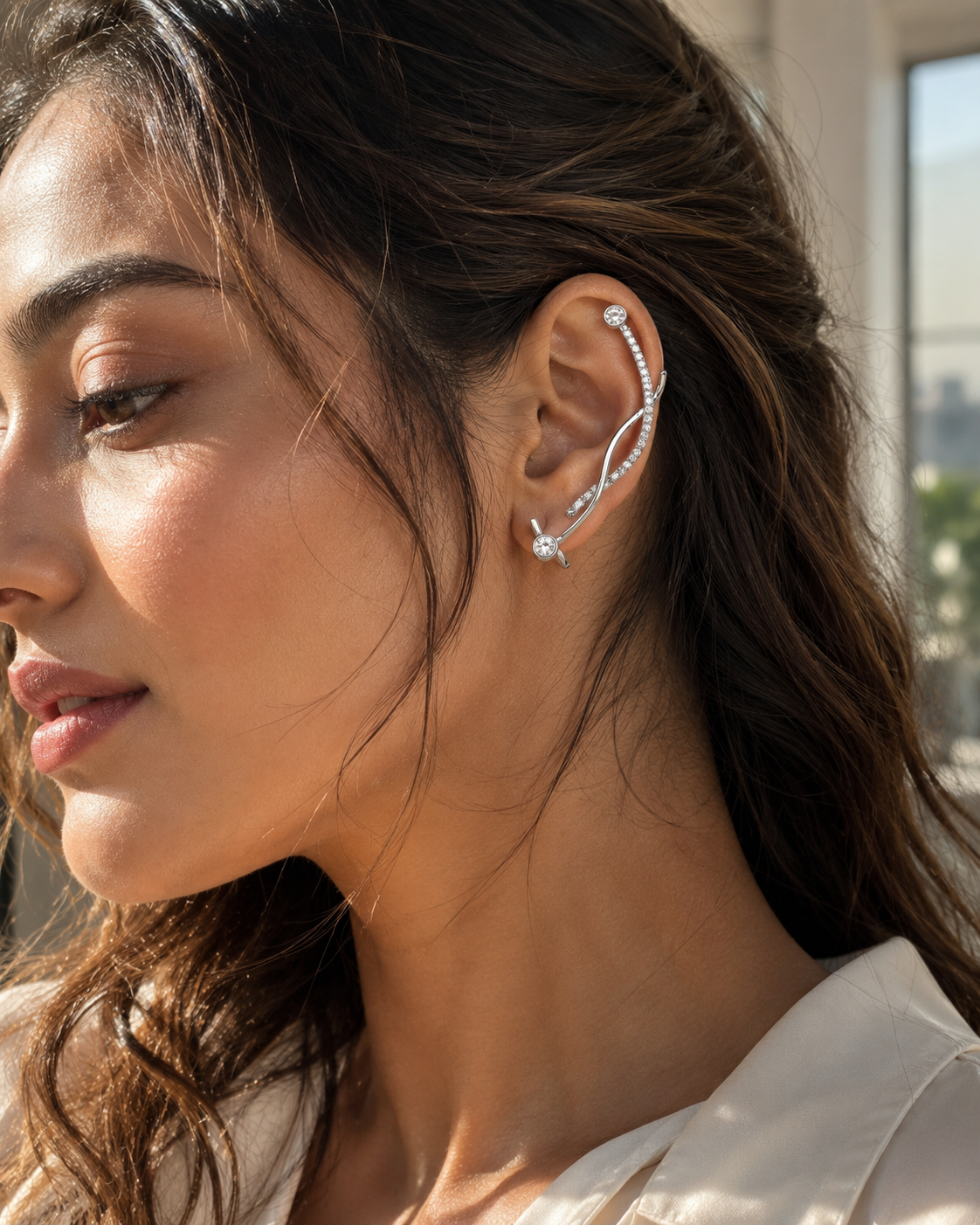 Crystal Cascade Ear Climber