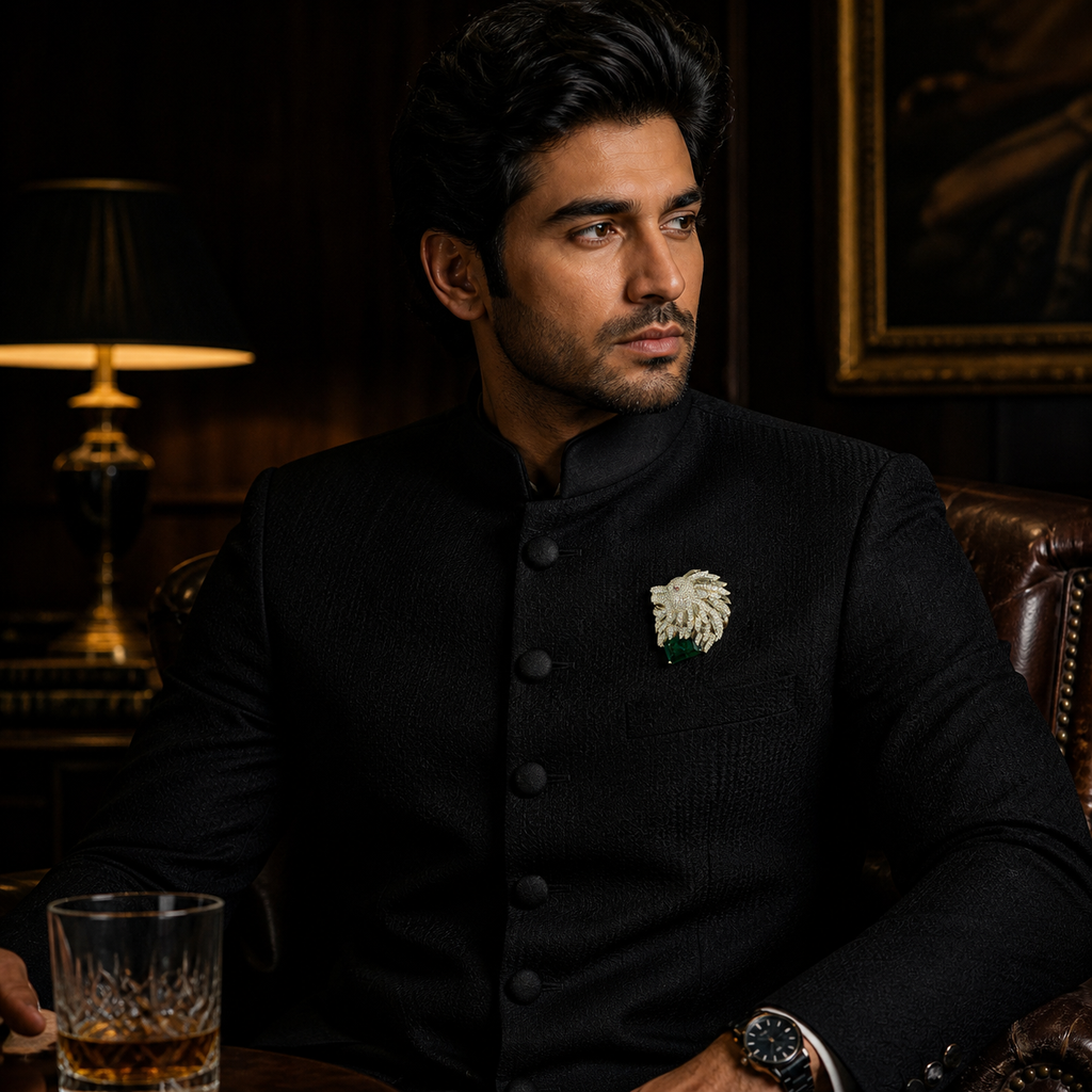 Regal Lion Emerald Statement Brooch