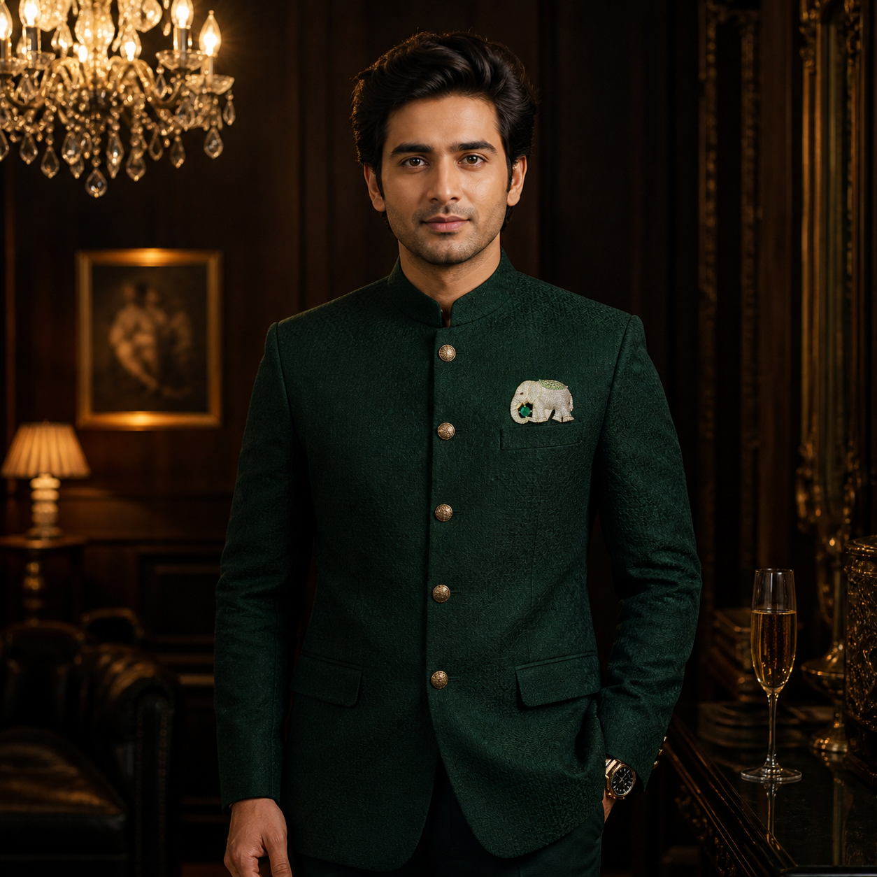 Royal Elephant Emerald Statement Brooch