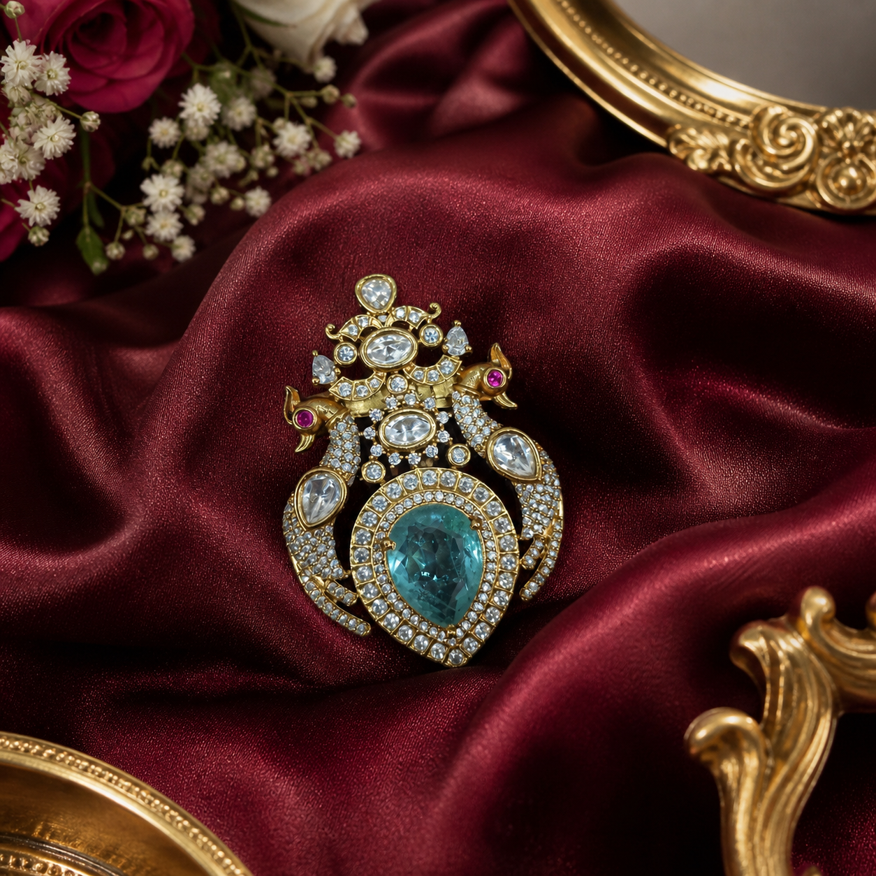 Royal Aqua Stone Heritage Brooch