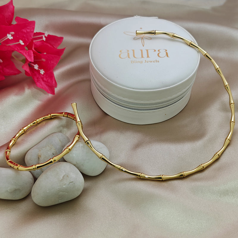 Aura Bling 18K gold plated bamboo style necklace set