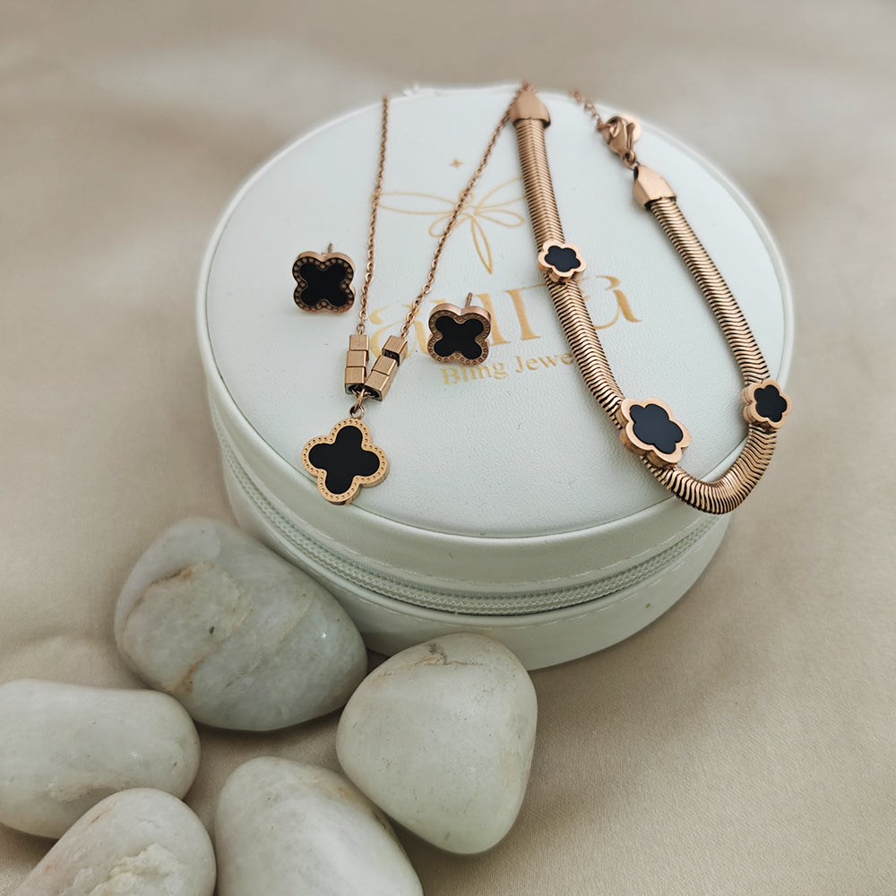 Rose Gold Plated Clover Set