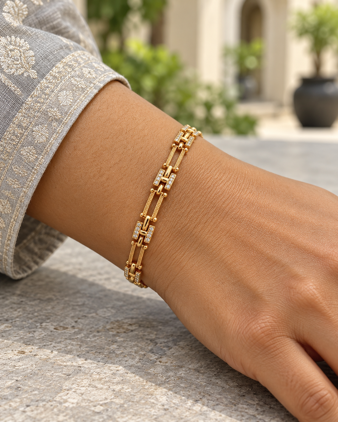 Gold-Tone Crystal Link Bracelet
