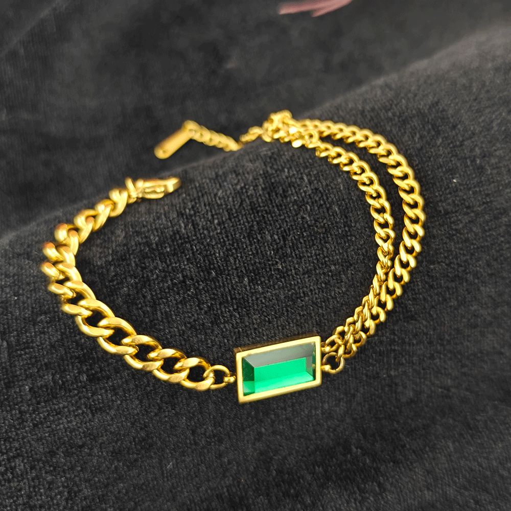 Emerald Green Chunky Chain Bracelet