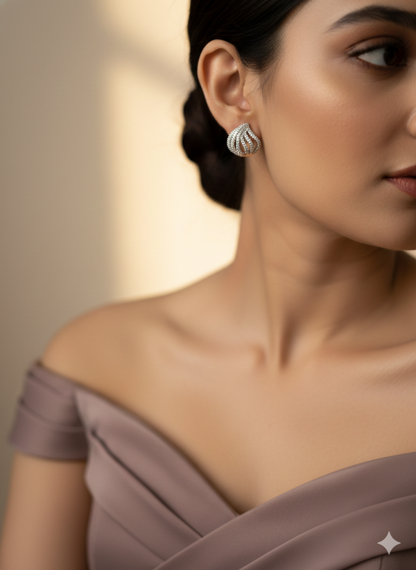 Dual Tone Pavé Hoop Earrings