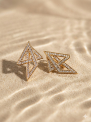 Geometric Arrow Diamond Stud Earrings – Rose Gold Finish