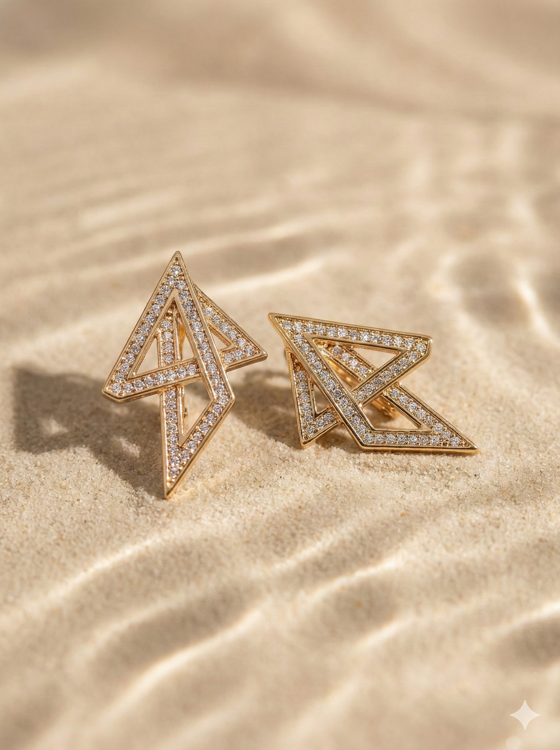 Geometric Arrow Diamond Stud Earrings – Rose Gold Finish