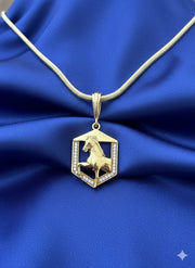 Prancing Horse Men's Pendant – Gold-Plated Chain