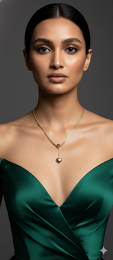 Heart Pendant Drop Necklace in Gold Finish in Gold Plated Metal - Styled View