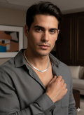 Men's Silver Stainless Steel Charm Necklace