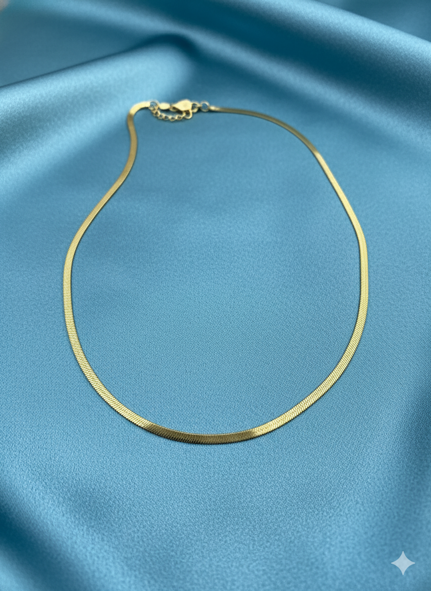 Men's Elegant Gold-Tone Flat Snake Chain Necklace