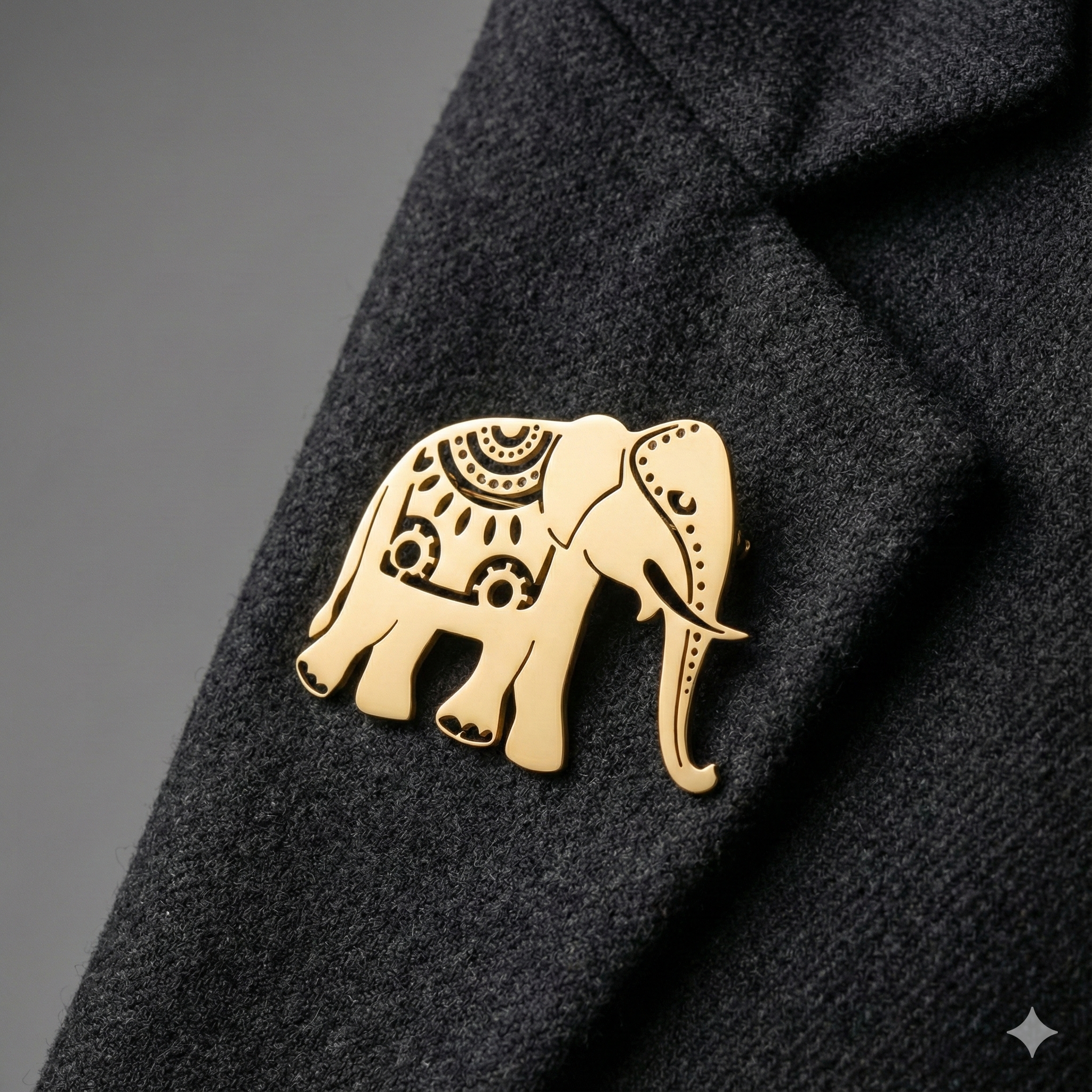 Gold Plated Elephant Shaped Brooch