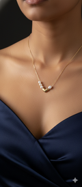 Gold Heart Pearl Necklace