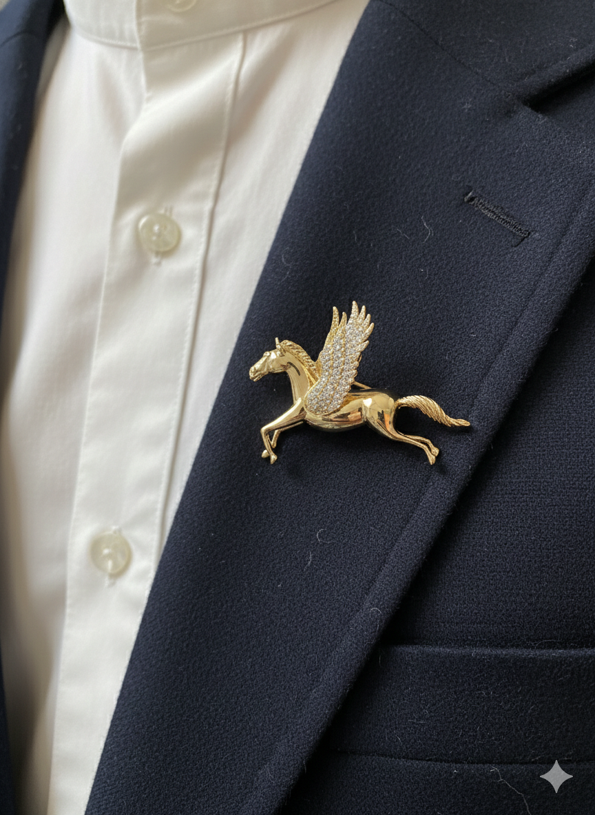 Pegasus Winged Horse Brooch for Men
