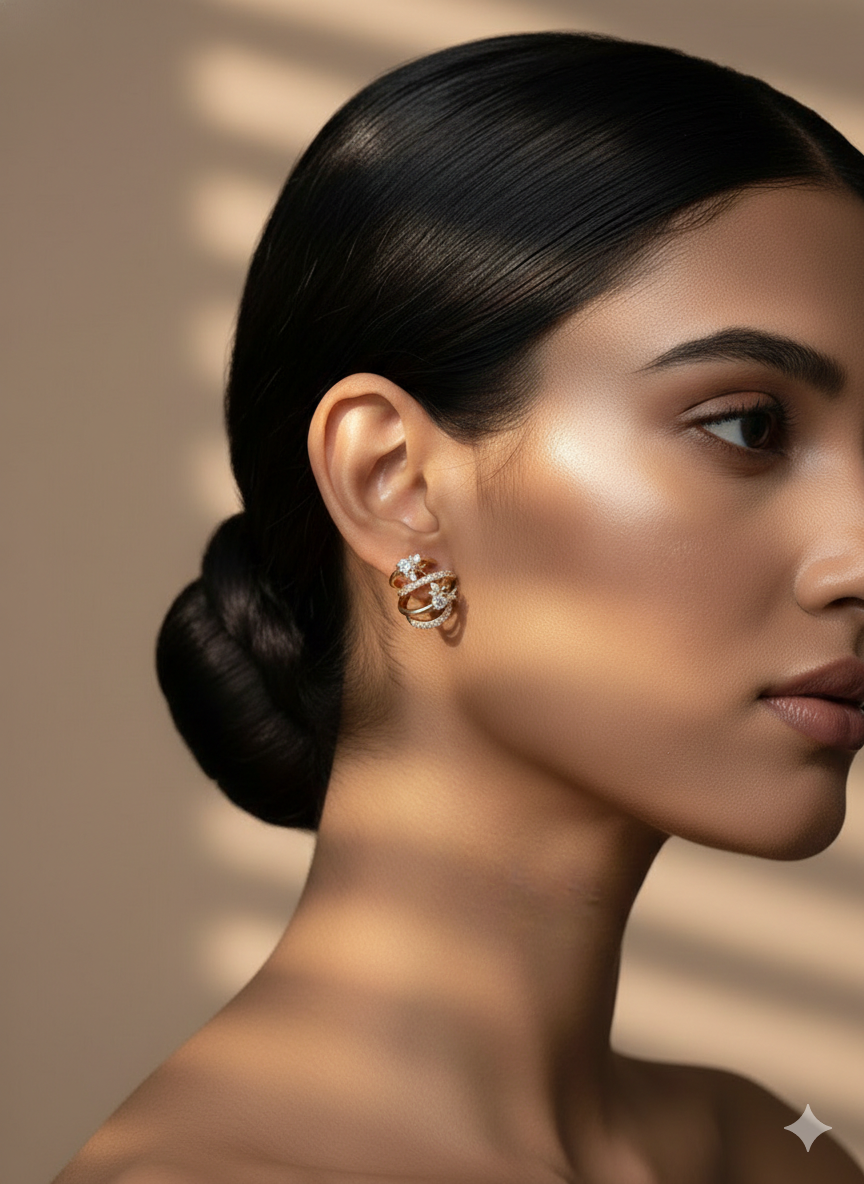 Golden Crisscross Sparkle Ear Cuff