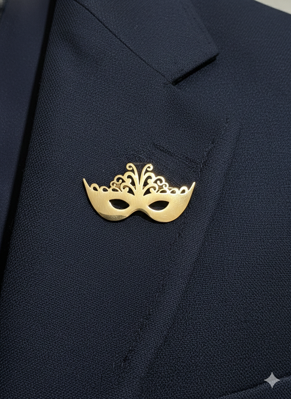 Gold Plated Masquerade Mask Brooch