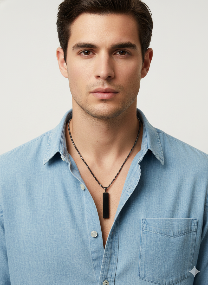 Men's Silver Charm Pendant Necklace