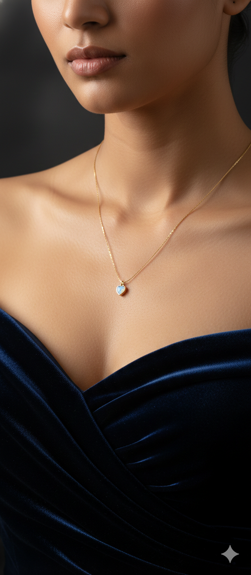 Blue Heart Pendant Gold Necklace