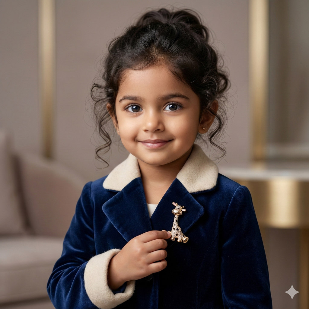 Tiny Giraffe Gold Brooch for Kids