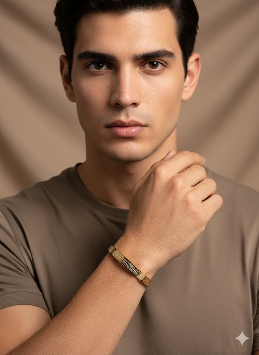 Greek Engraved Gold Men’s Bracelet