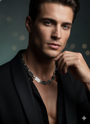 Men's Greek Key Stainless Steel Necklace