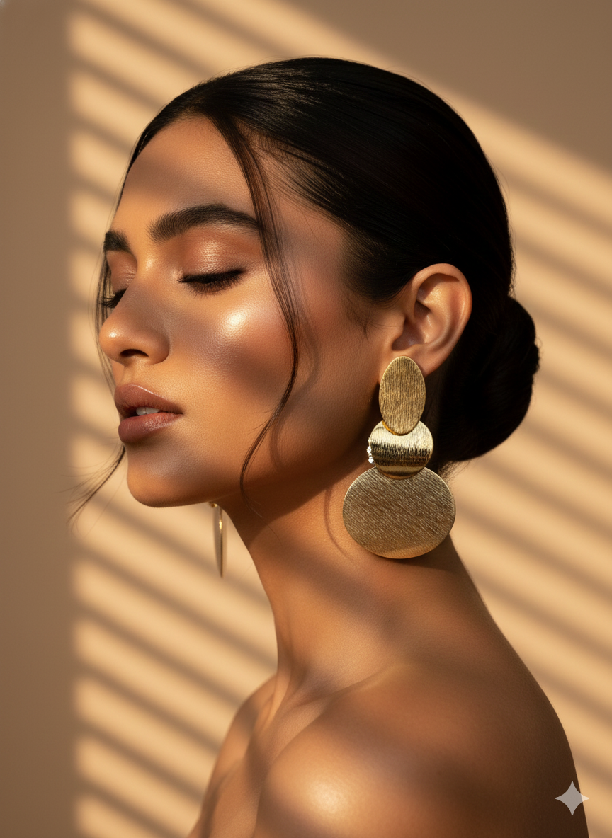 Geo Layered Statement Earrings – 18K Gold Plated