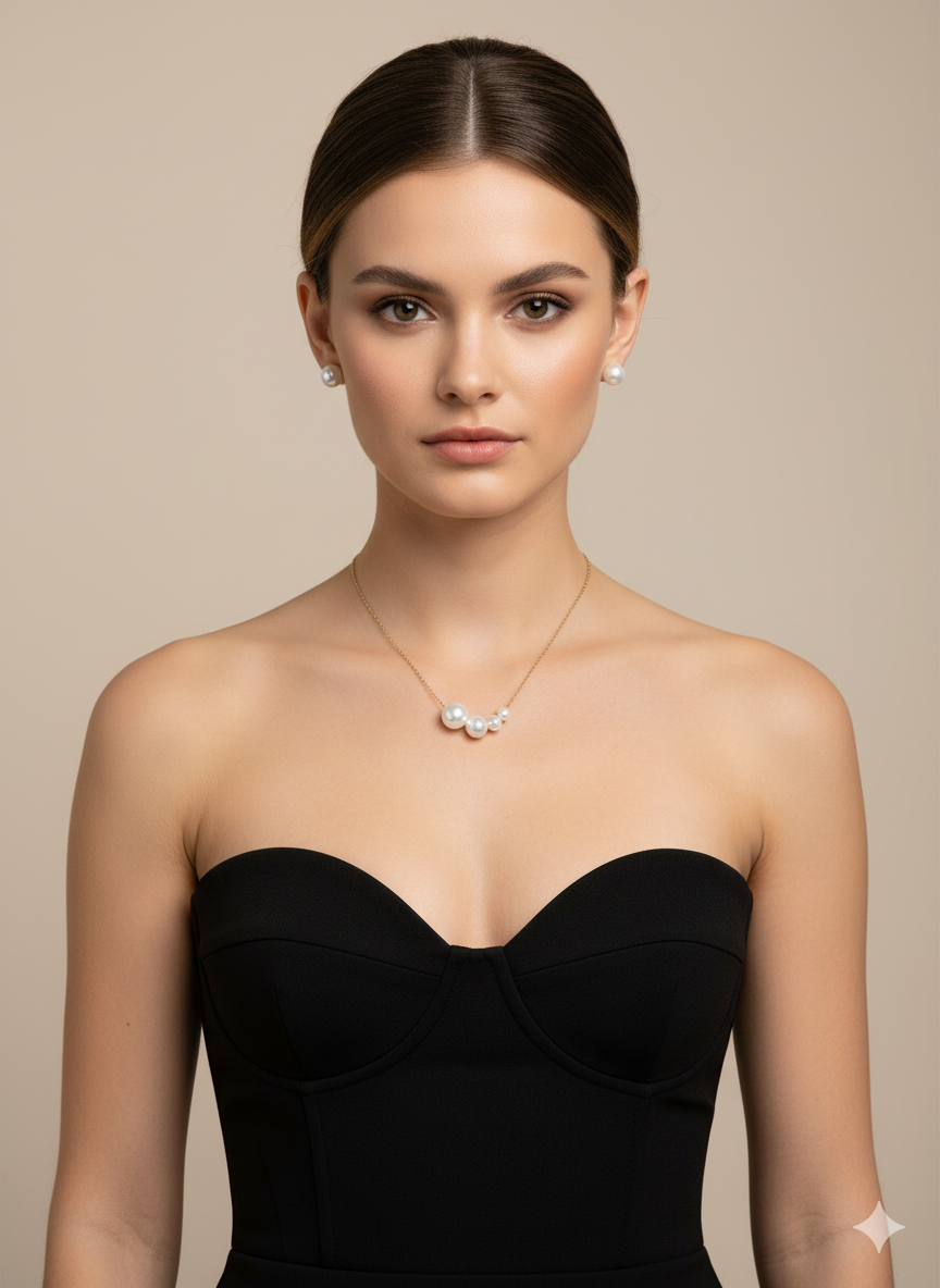 Elegant Gold Chain Necklace With Classic Pearl Pendant