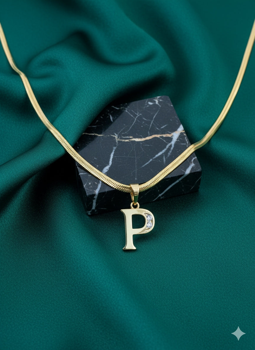 Men's Gold Initial Pendant Necklace - Letters