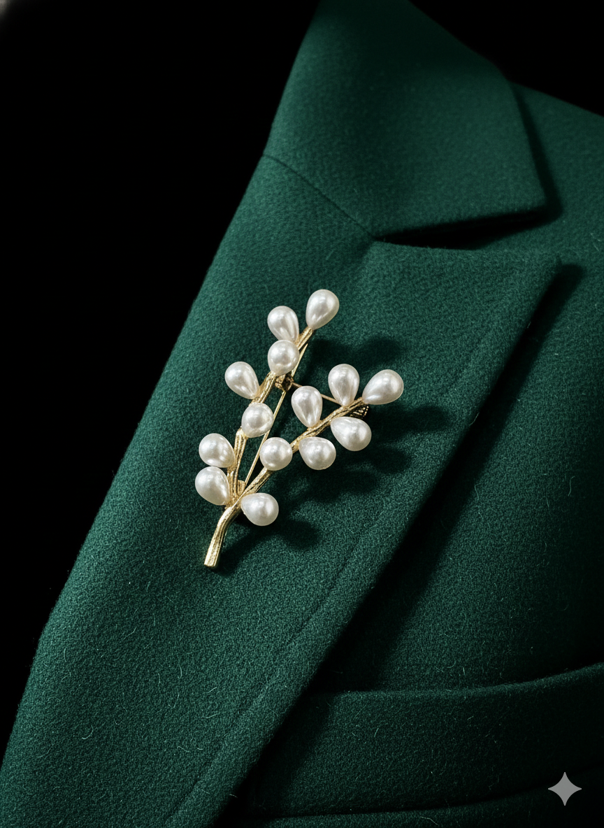 Pearl Bloom Gold Brooch
