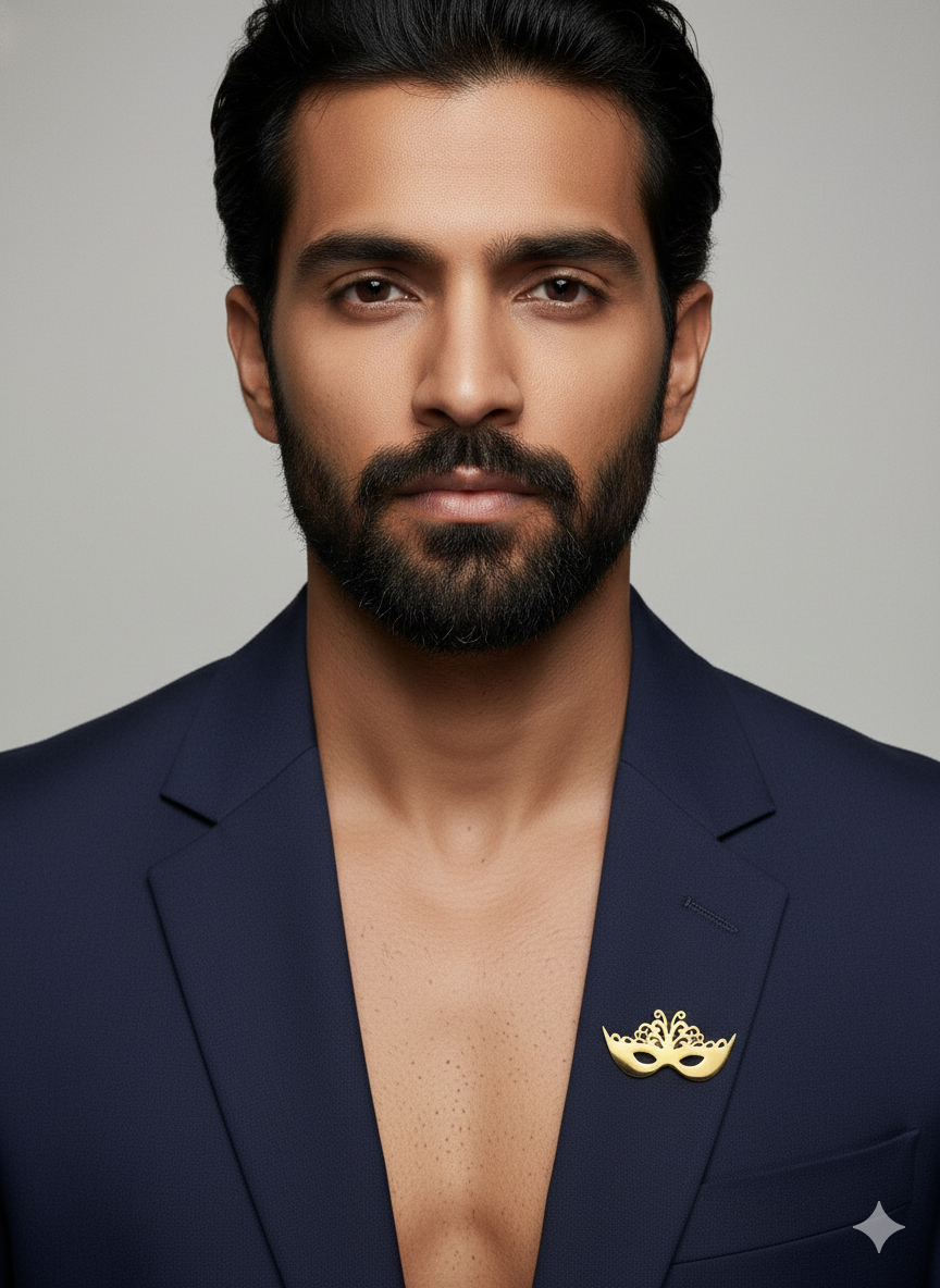 Gold Plated Masquerade Mask Brooch