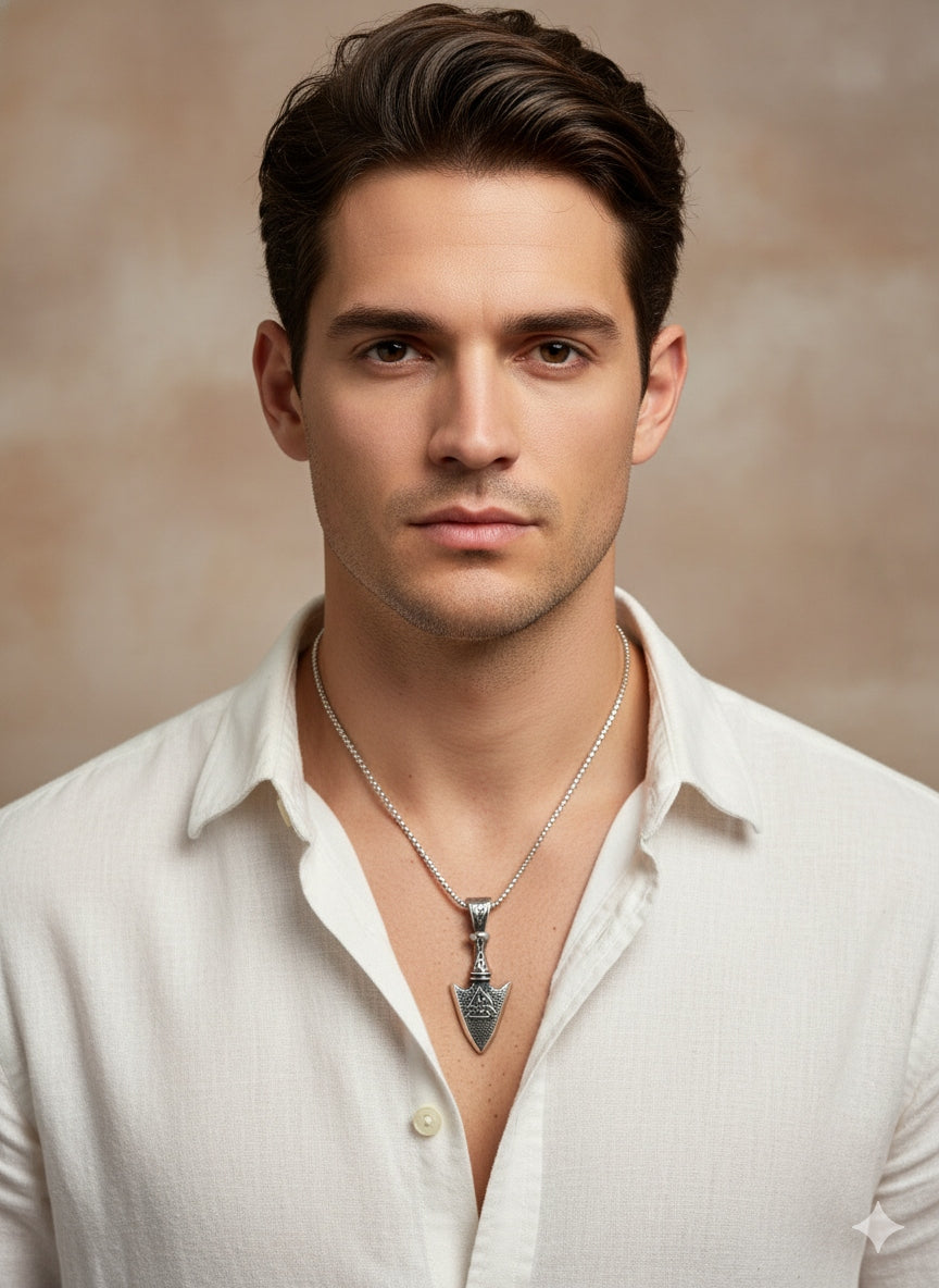 Valknut Arrowhead Pendant Necklace - Norse Symbol Jewelry