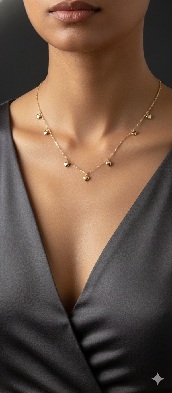 Gold Heart Drop Necklace for Women