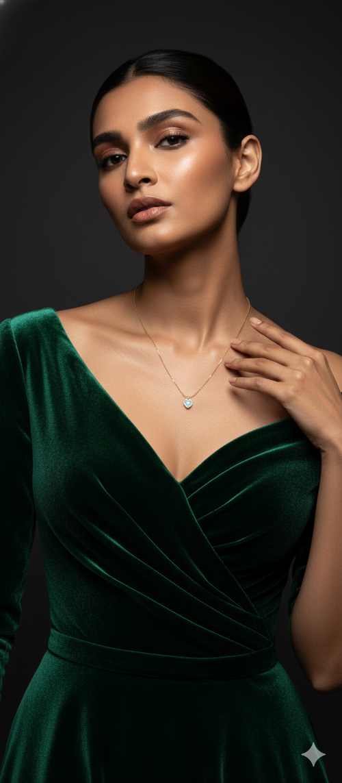 Blue Heart Pendant Gold Necklace