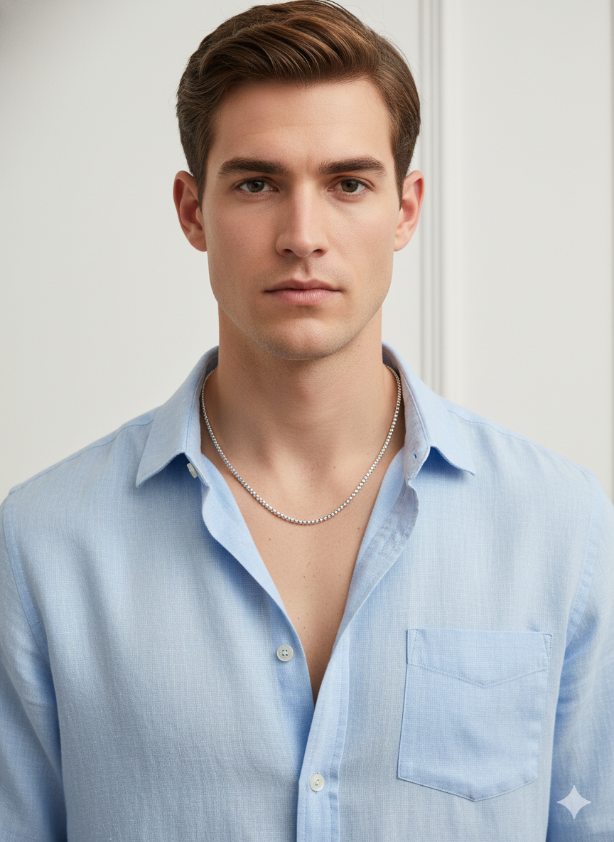 Men's Stainless Steel Box Chain Necklace