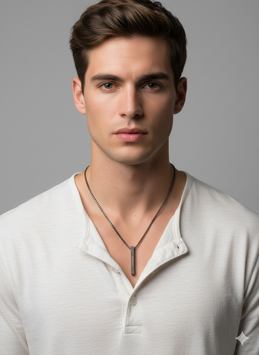 Men’s Geometric Bar Pendant Necklace