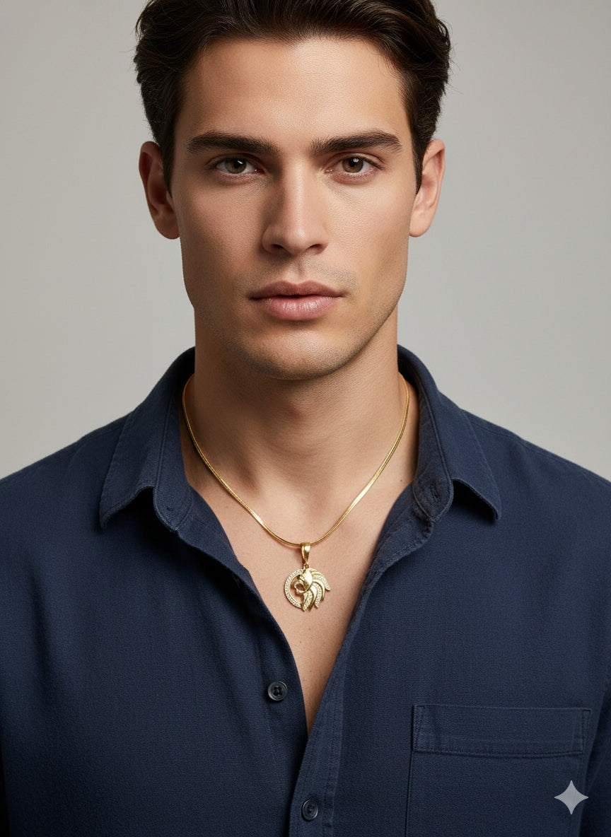 Men's Gold Lion Head Pendant Necklace – Aura Bling Jewels