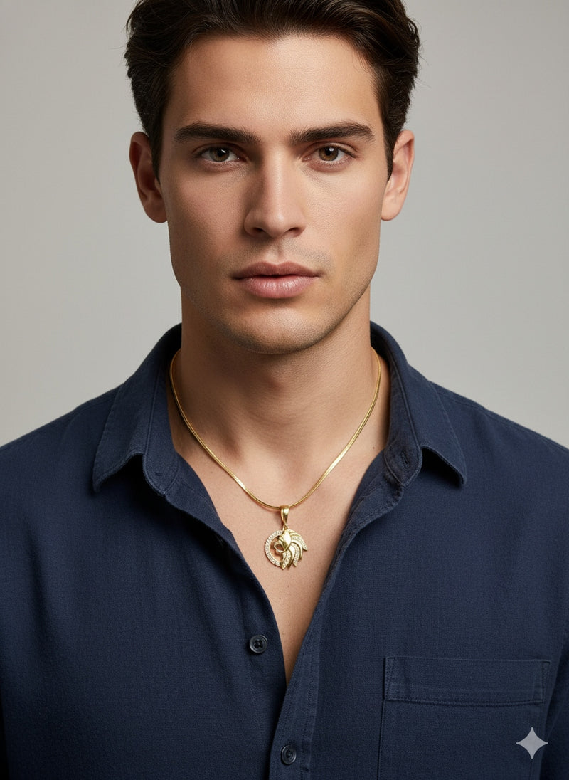 Men's Gold Lion Head Pendant Necklace – Aura Bling Jewels