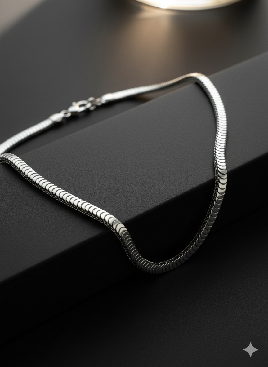 Men's Silver Stainless Steel Charm Necklace