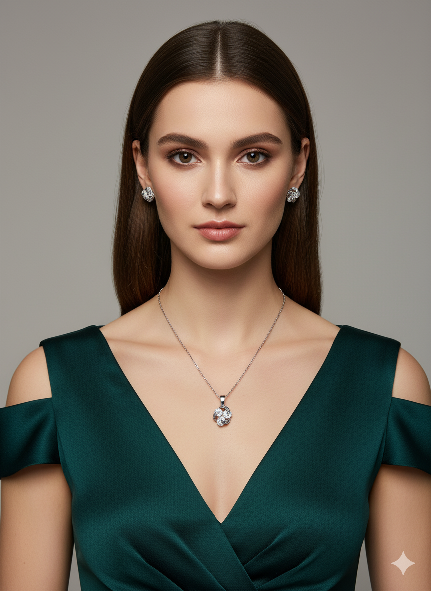 Elegant Diamond Knot Jewellery Set