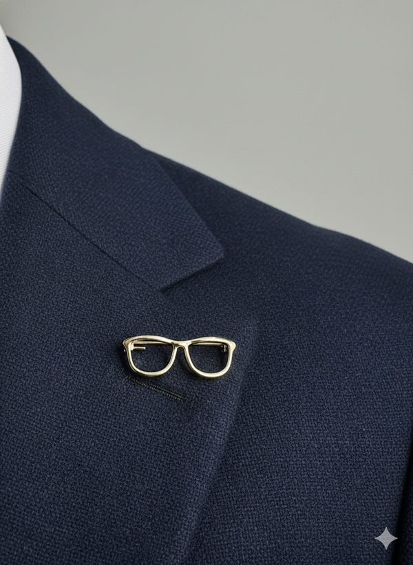 Gold Plated Glasses Shaped Brooch
