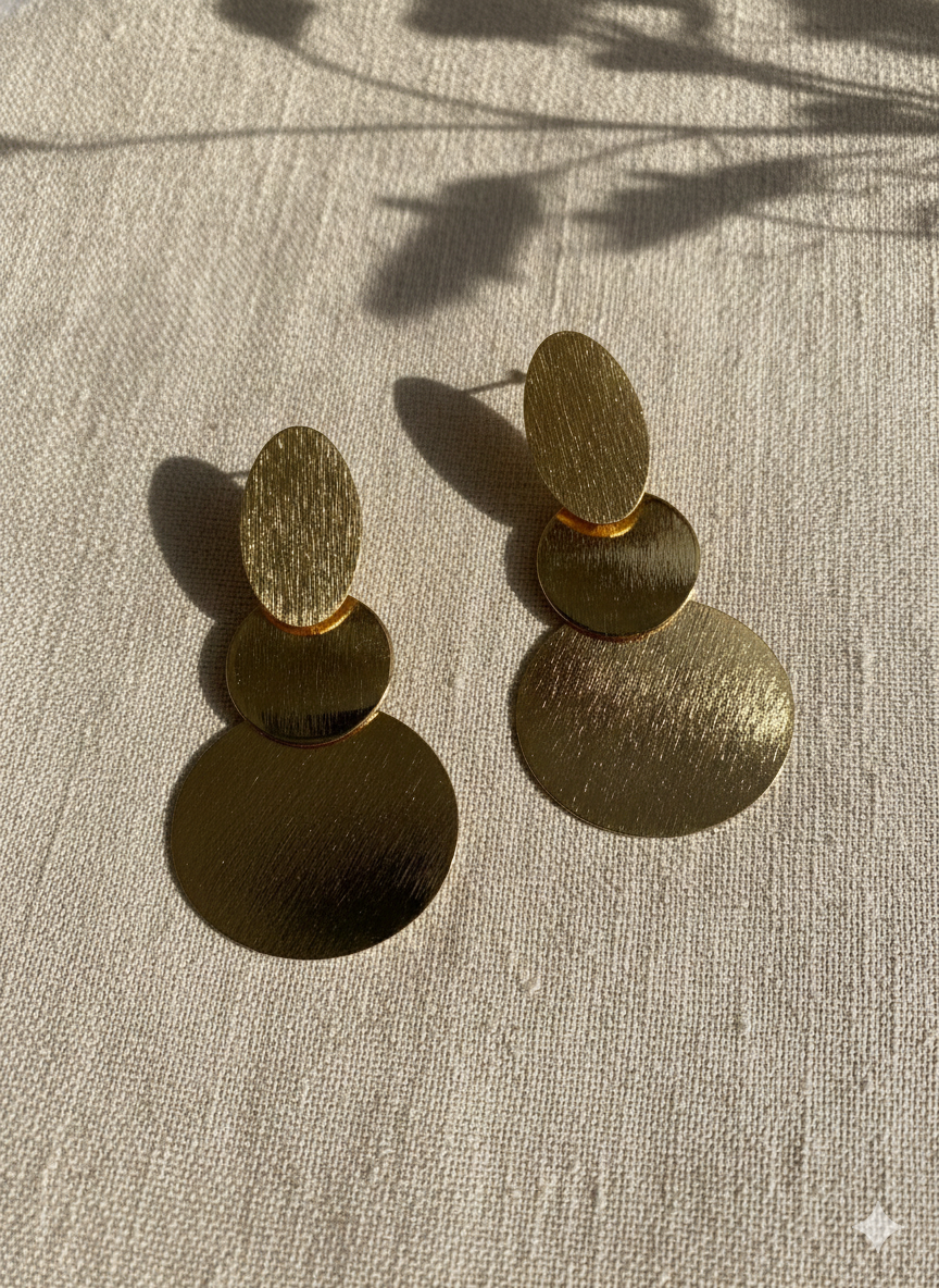 Geo Layered Statement Earrings – 18K Gold Plated